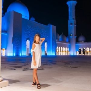 Beautiful girl picture at sheikh zayed mosque in Abu Dhabi